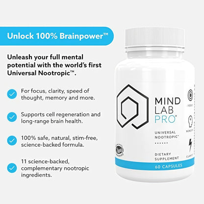 Mind Lab Pro® MLP® v4 Universal Nootropic™ Brain Booster Supplement for Focus-60-Count
